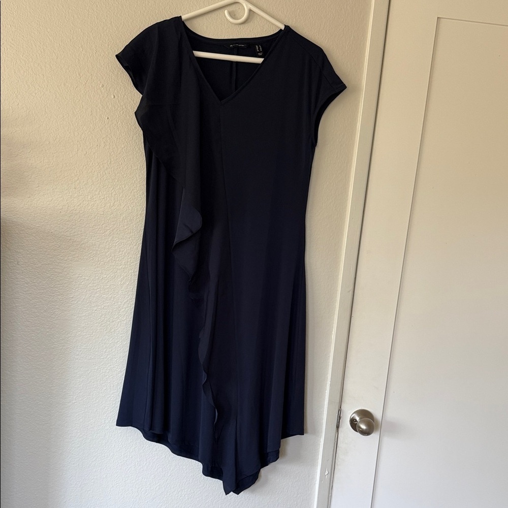 H by Halston Asymmetrical Navy Dress
